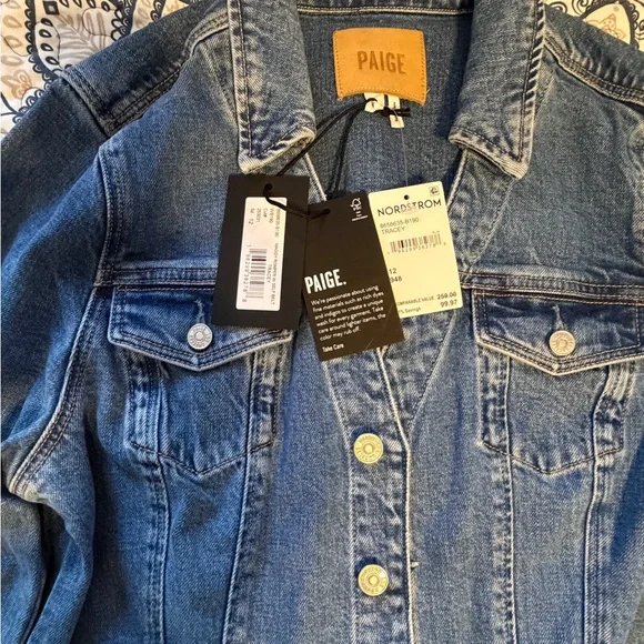 NWT PAIGE Maggy Tie Waist Long Sleeve Denim Romper jeans size 12 NWT - Picture 4 of 8